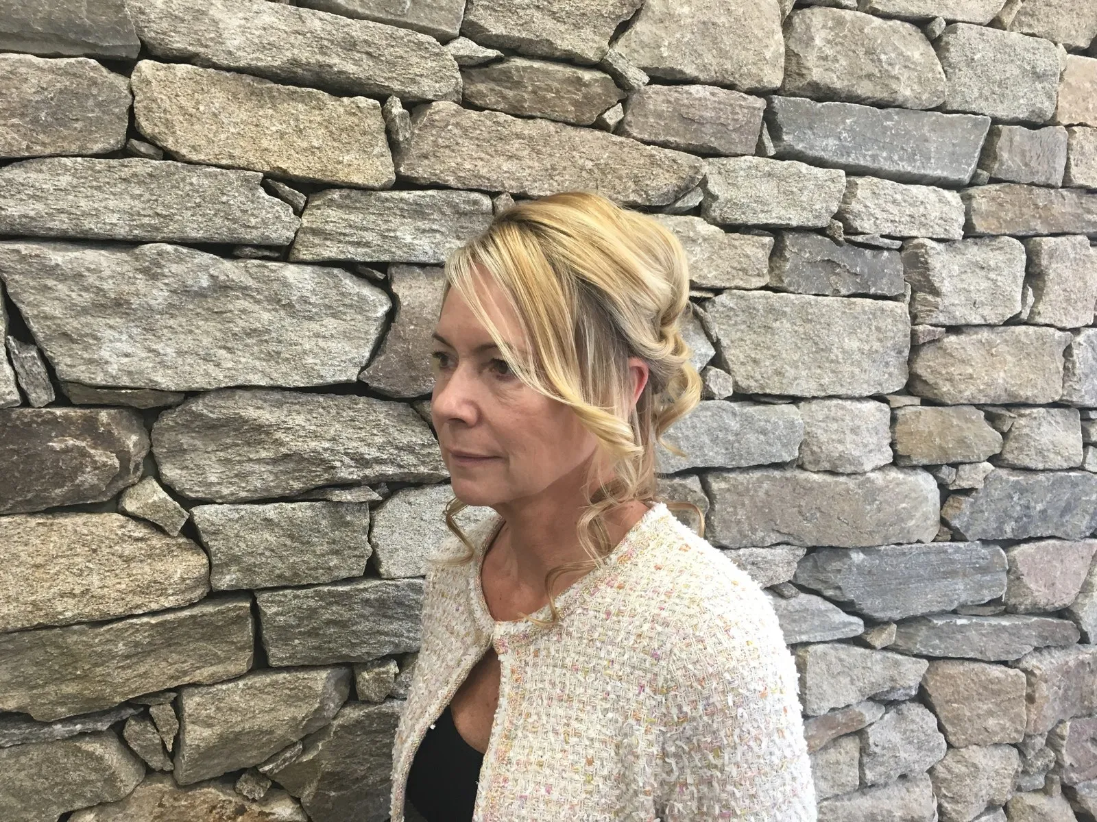 Soft blonde updo at DC Hair Lounge Baulkham Hills