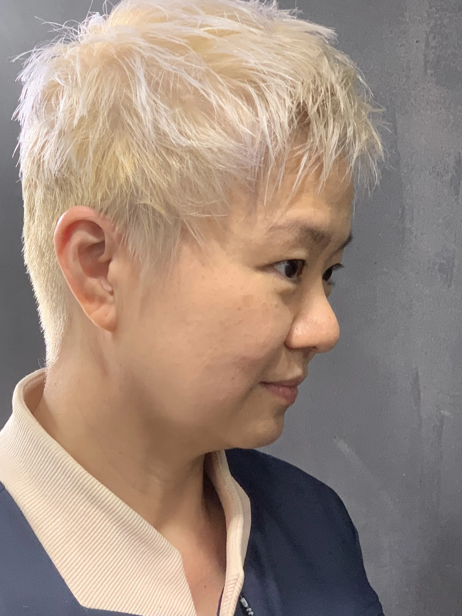 Platinum bleach blonde pixie colour at DC Hair Lounge Baulkham Hills