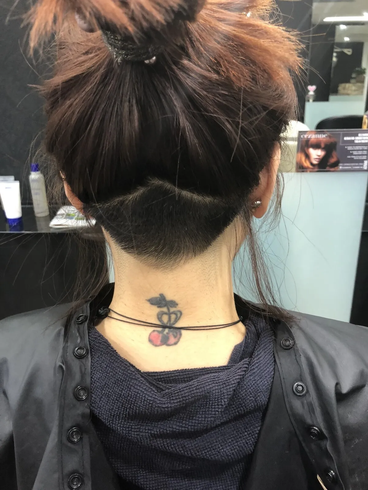 Brunette undercut nape detail at DC Hair Lounge Baulkham Hills