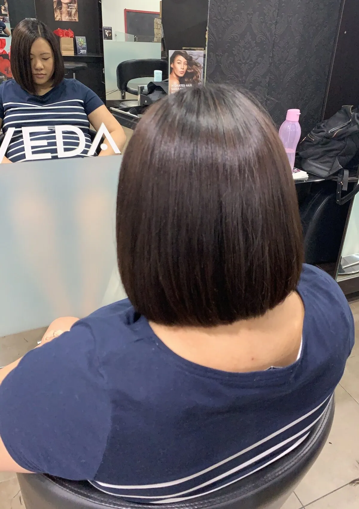 Glossy dark brunette bob cut at DC Hair Lounge Baulkham Hills