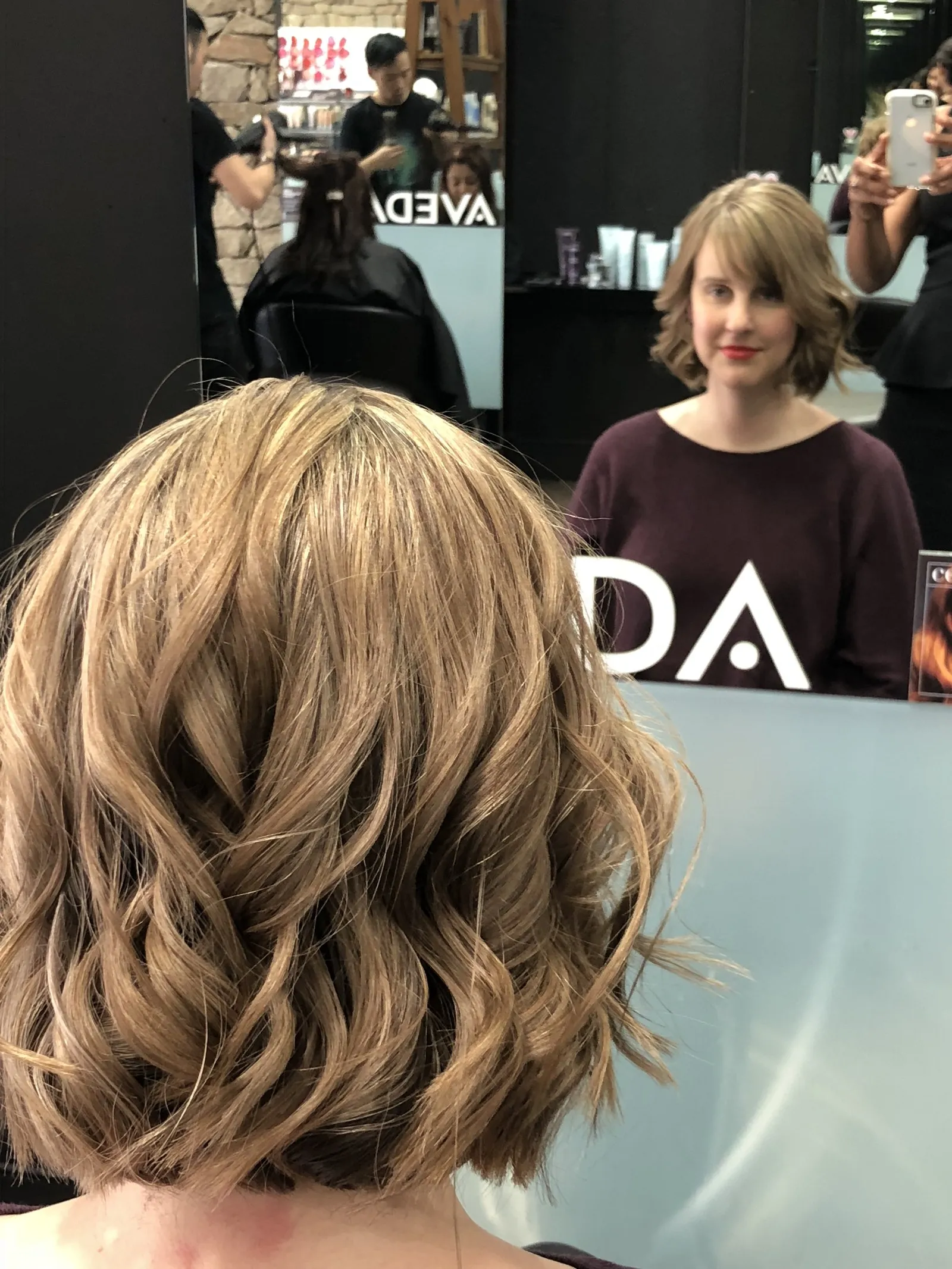 Sandy brunette foils wavy bob at DC Hair Lounge Baulkham Hills