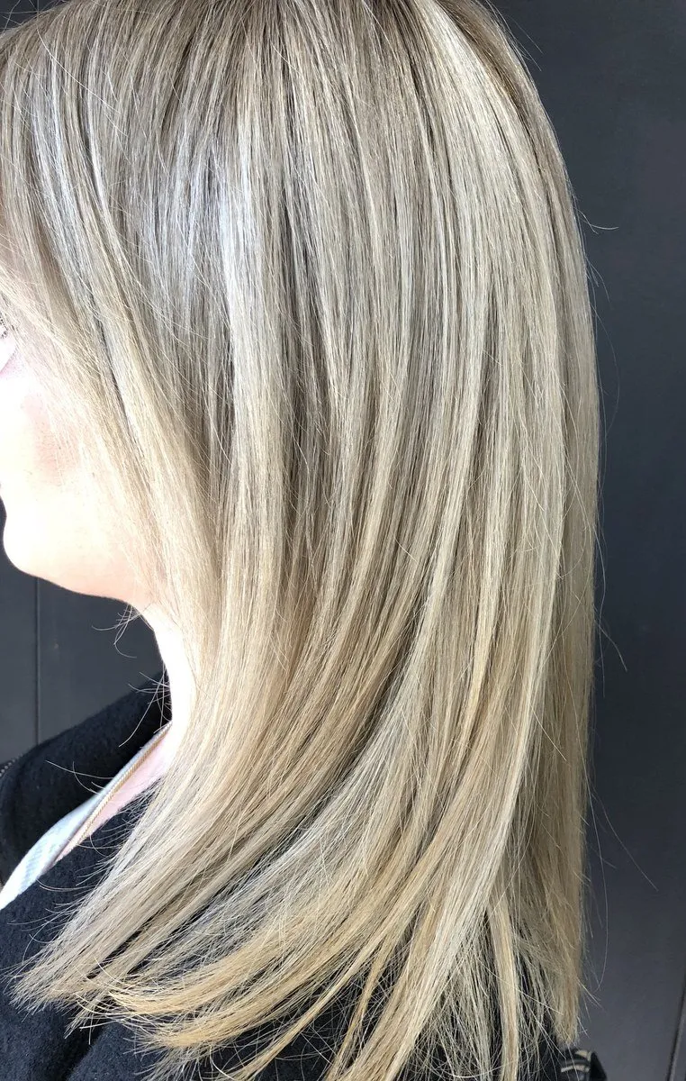 Platinum blonde straight style at DC Hair Lounge Baulkham Hills