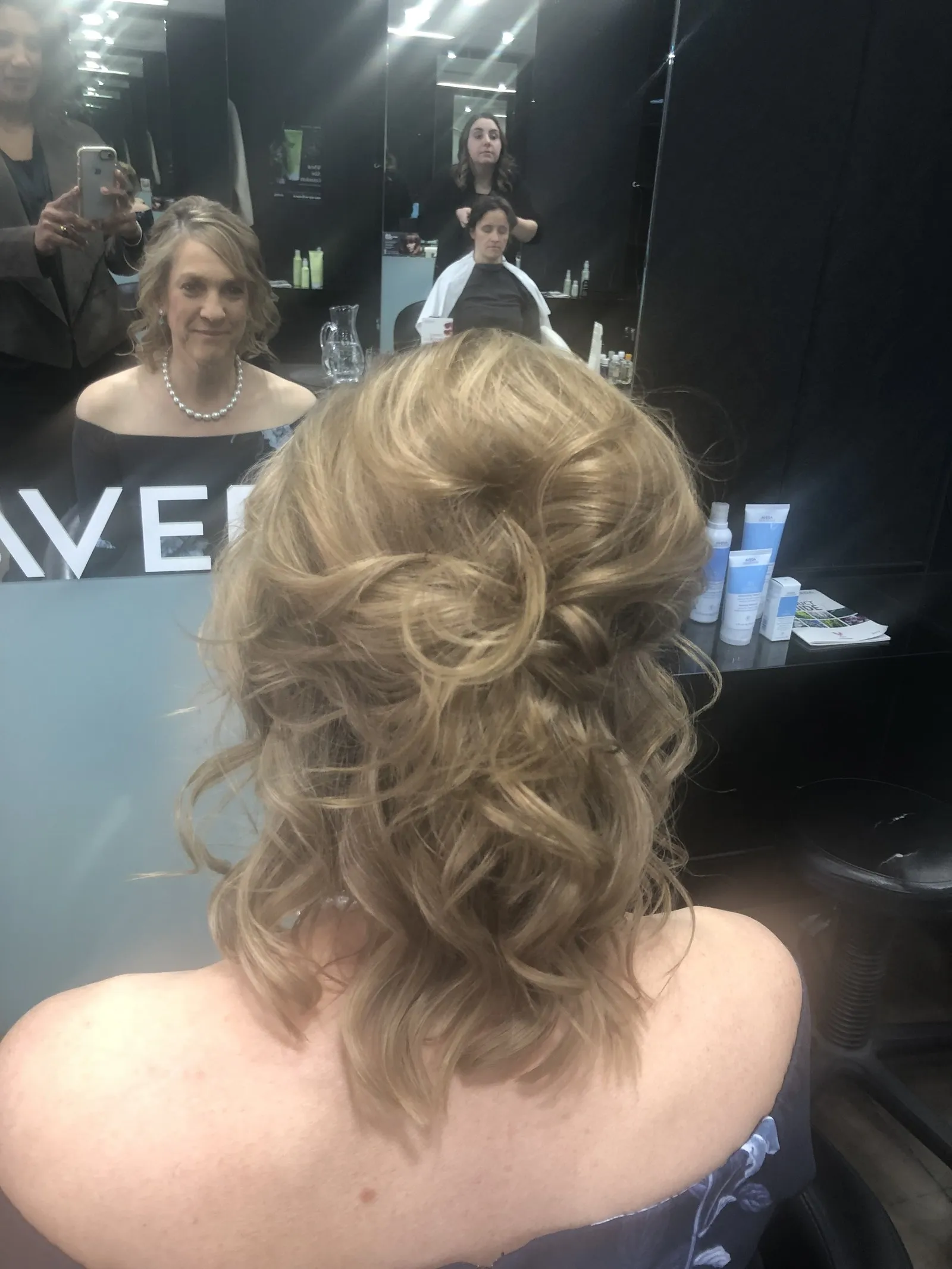 Blonde soft curly updo at DC Hair Lounge Baulkham Hills
