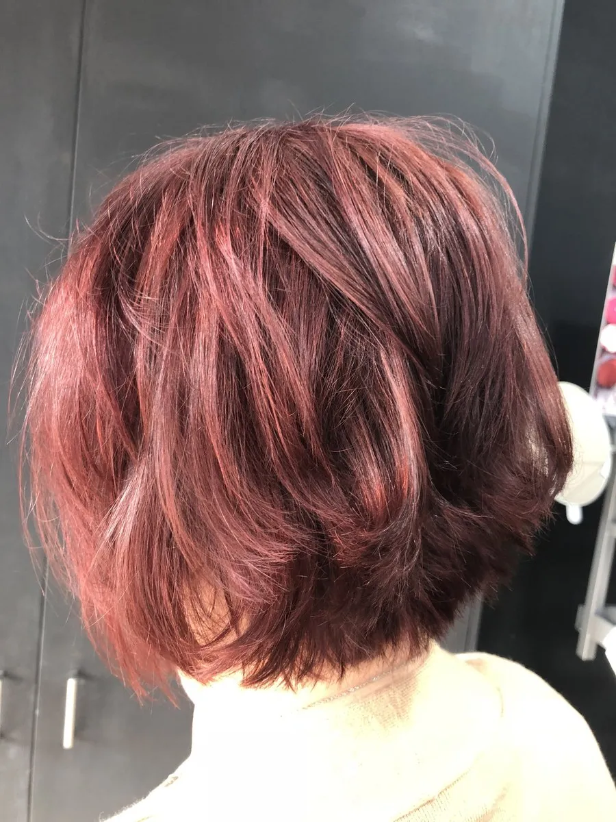 Vibrant rose pink colour on short bob at DC Hair Lounge